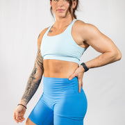 Open Back Baby Blue Sports Bra - TN-ELVN Clothing 