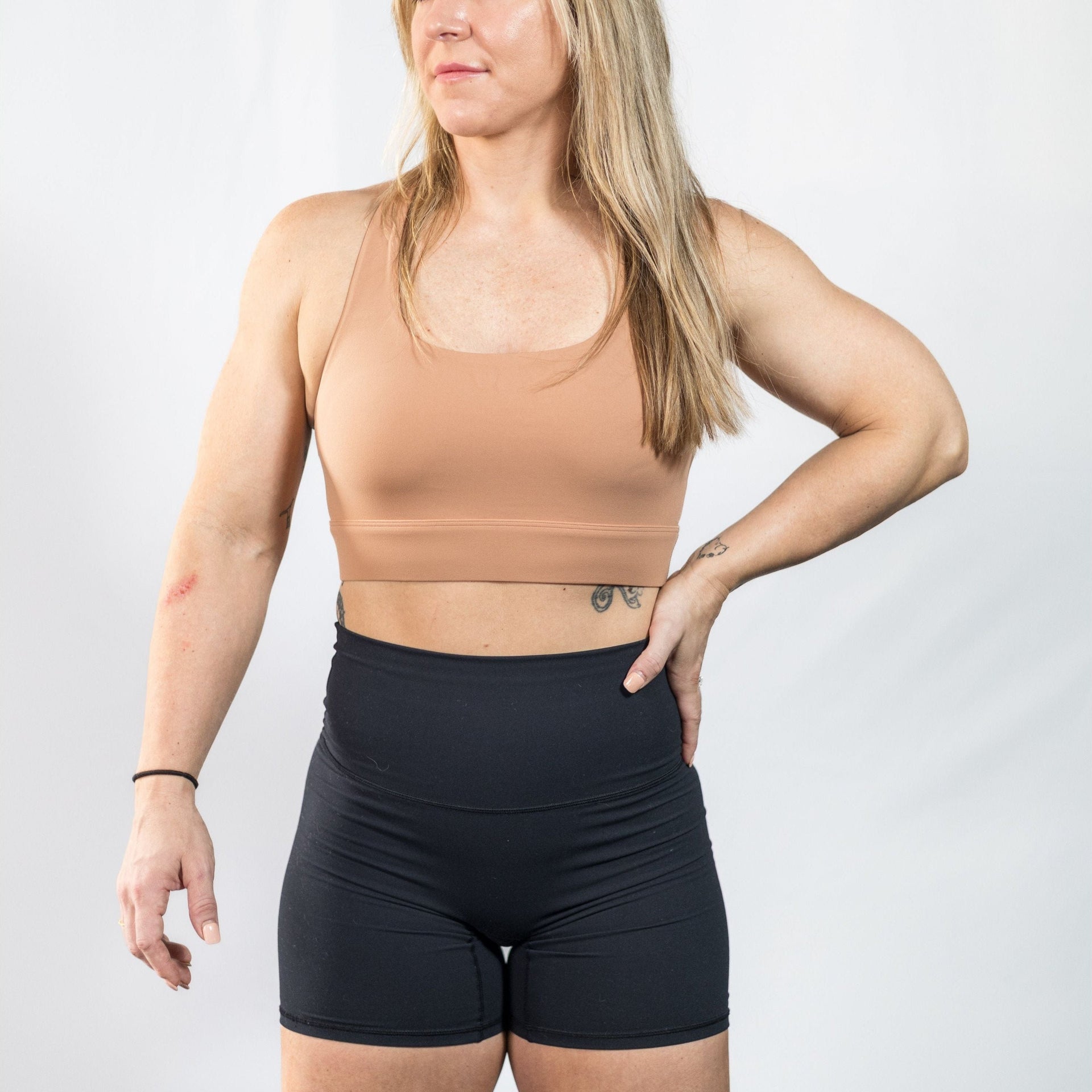 Open Back Tan Sports Bra - TN-ELVN Clothing 