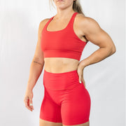 Open Back Ruby Red Sports Bra - TN-ELVN Clothing 