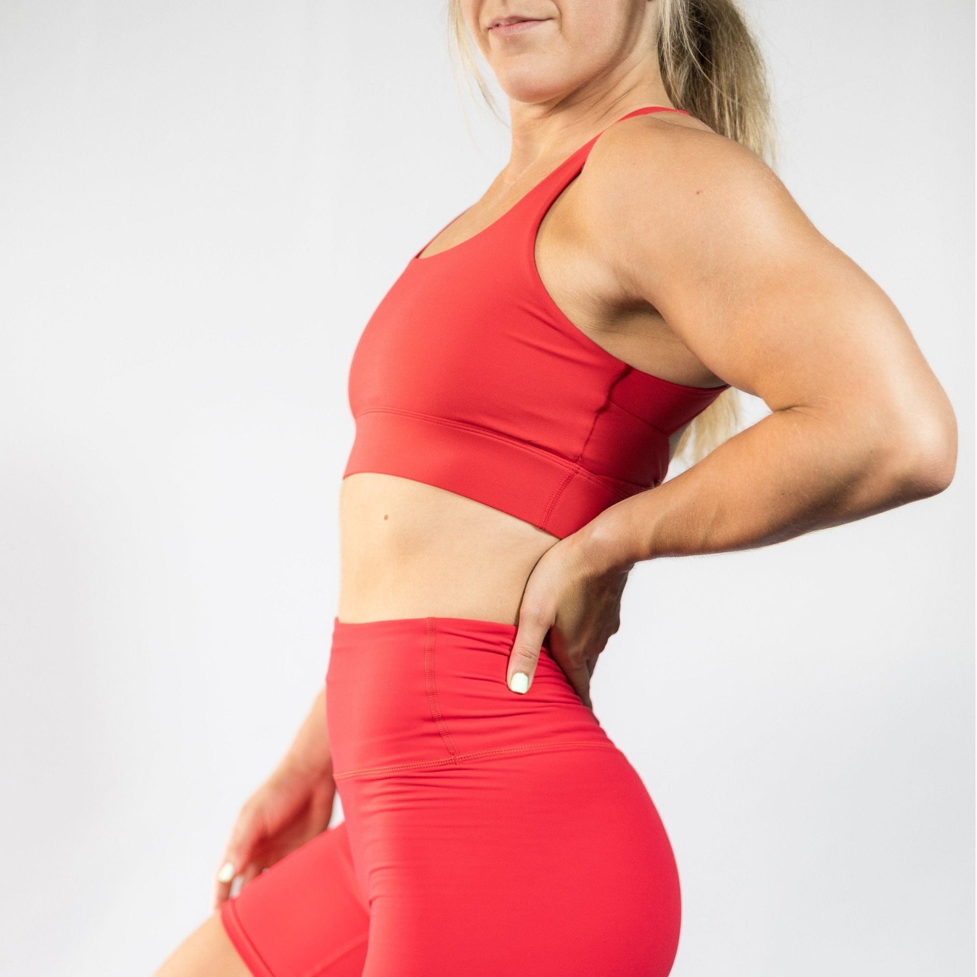 Open Back Ruby Red Sports Bra - TN-ELVN Clothing 