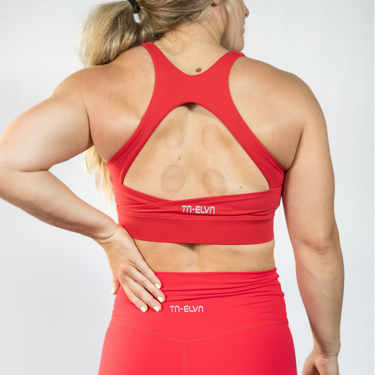 Open Back Ruby Red Sports Bra - TN-ELVN Clothing 