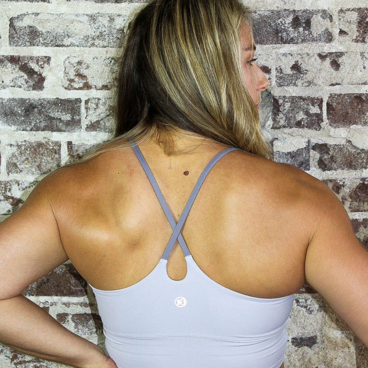 Cross Back Tank Light Purple Sports Bra