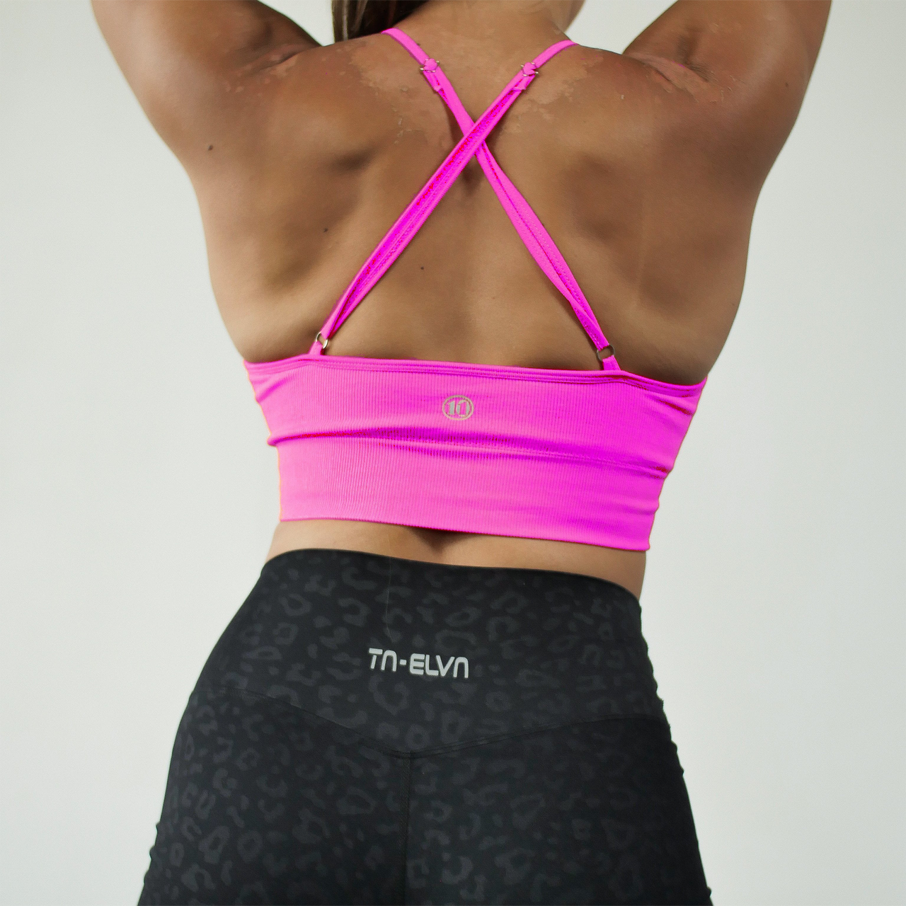 Mighty Halter Pink Ribbed Sports Bra