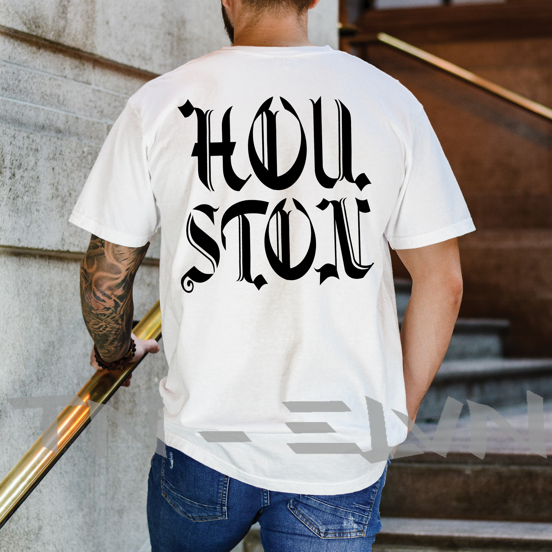 Houston Old English Astronaut Comfort Colors Tee - TN-ELVN Clothing 