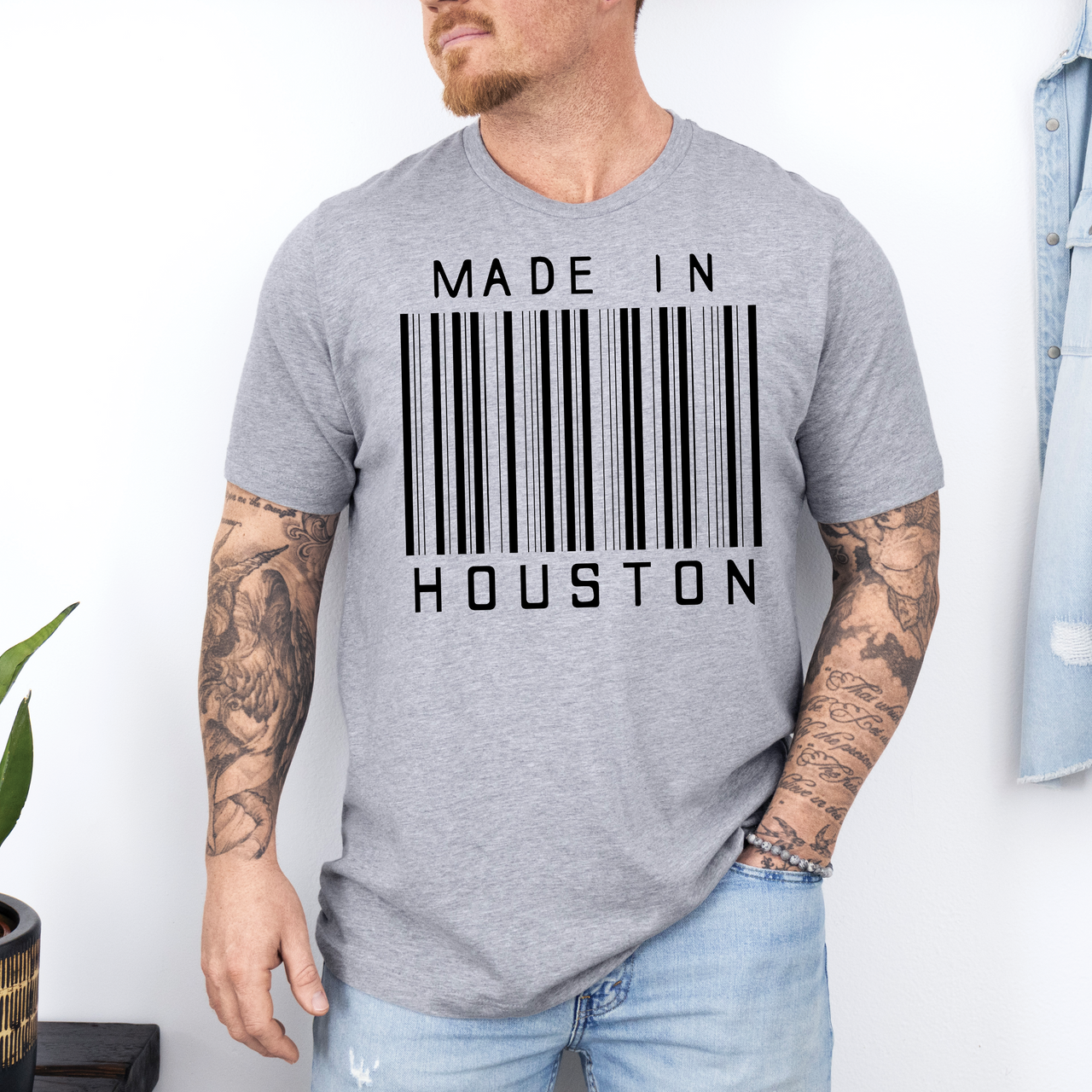 Made in Houston Bar Code. Bella + Canvas Tee - TN-ELVN Clothing 